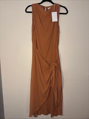 Sleeveless Rust Maxi Dress with Side Knot